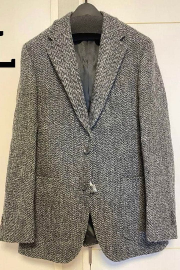 【新品】Harris Tweed ヘリンボーン テーラードジャケット　Lサイズ