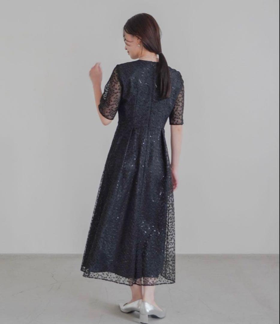 kaene スパンコールエンブロイダリードレス