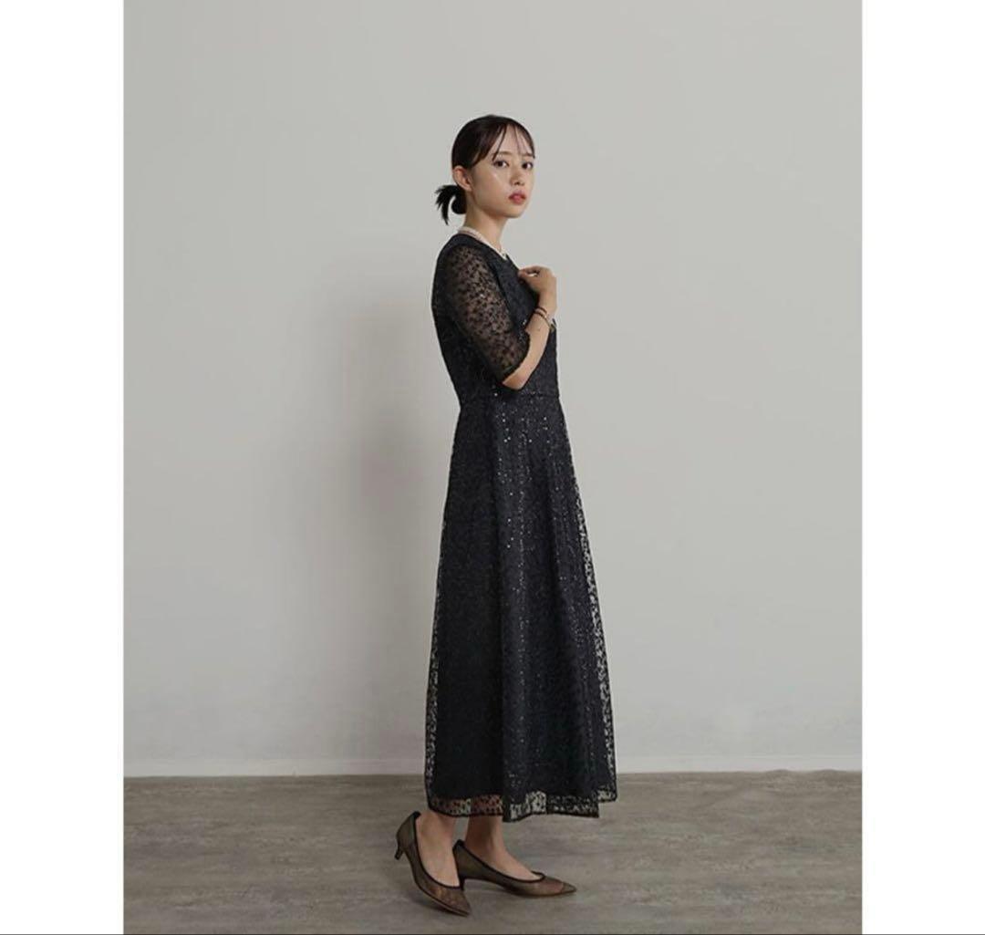 kaene スパンコールエンブロイダリードレス