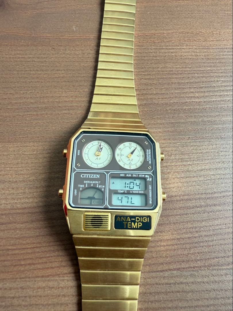 CITIZEN レコードレーベル アナデジ テンプ 腕時計 ゴールド
