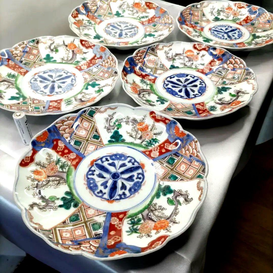 有田焼　伊万里焼　古伊万里　金彩　色絵　7寸皿　平皿　中　大皿　盛り皿5客セット