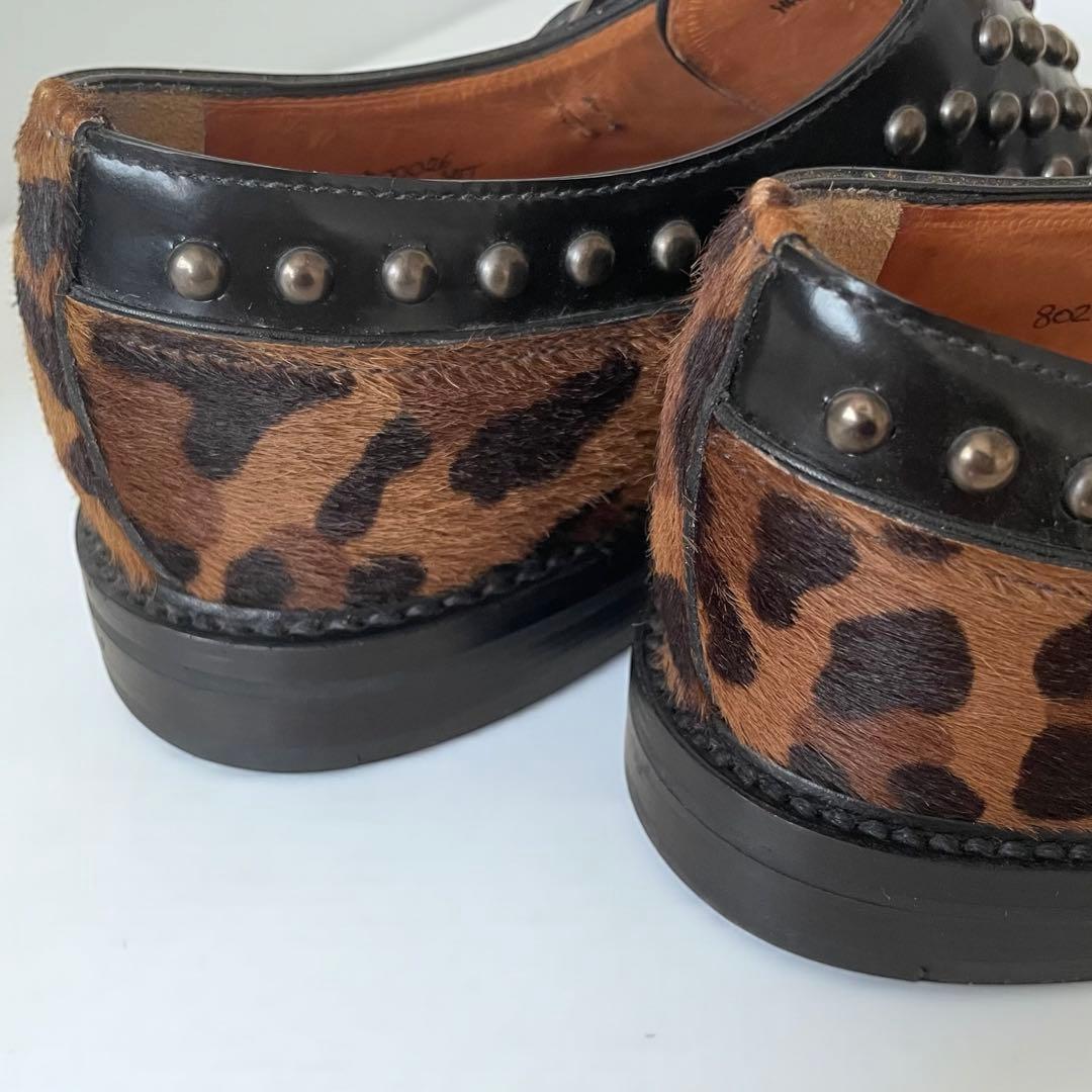 あい⭐︎Church’s レオパード柄 ハラコ スタッズ ダブルモンク