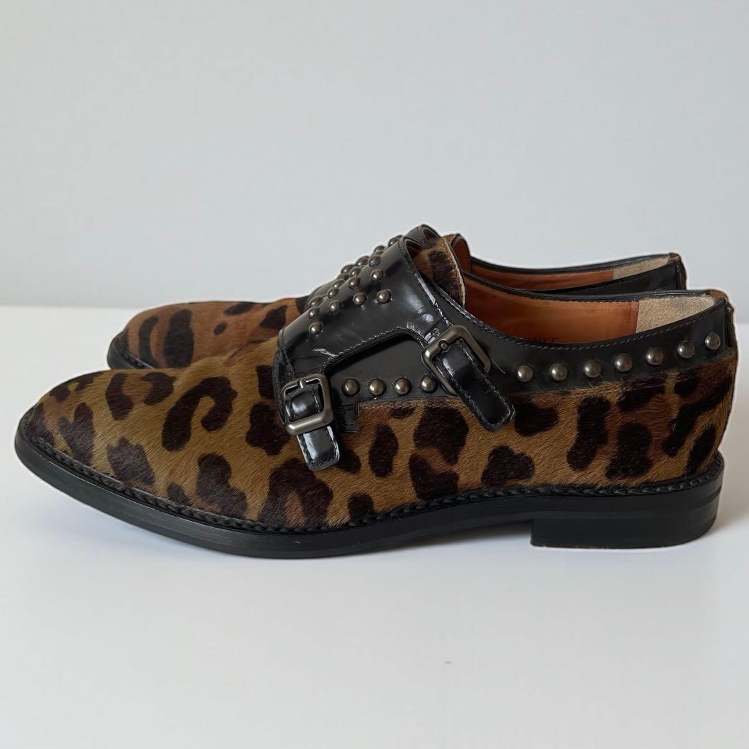あい⭐︎Church’s レオパード柄 ハラコ スタッズ ダブルモンク