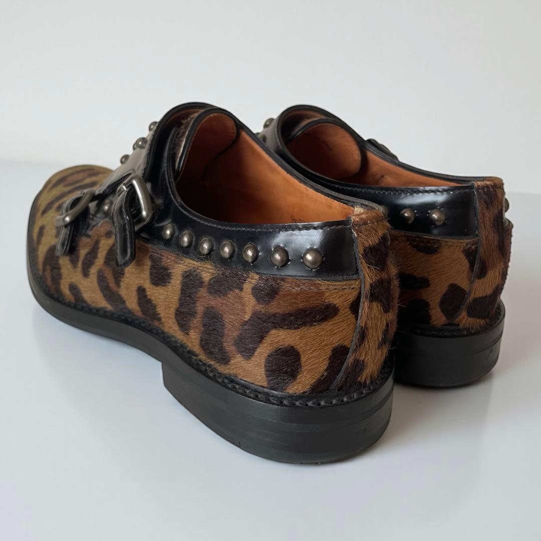 あい⭐︎Church’s レオパード柄 ハラコ スタッズ ダブルモンク
