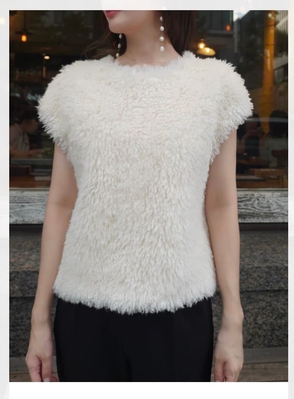 トップス HYEON fur gilet / white