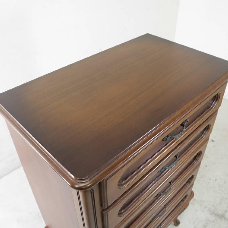 カリモク家具 アンティーク調 5段チェスト 猫脚 高さ110cm 高級家具