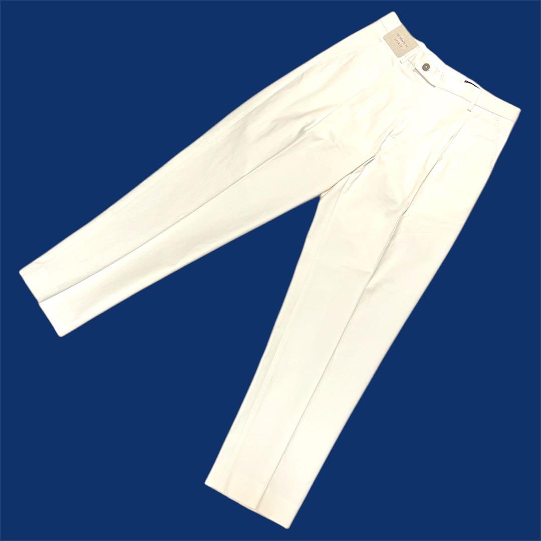 新品 タグ付き Berwich Sake 1P タック スラックス クリーム色