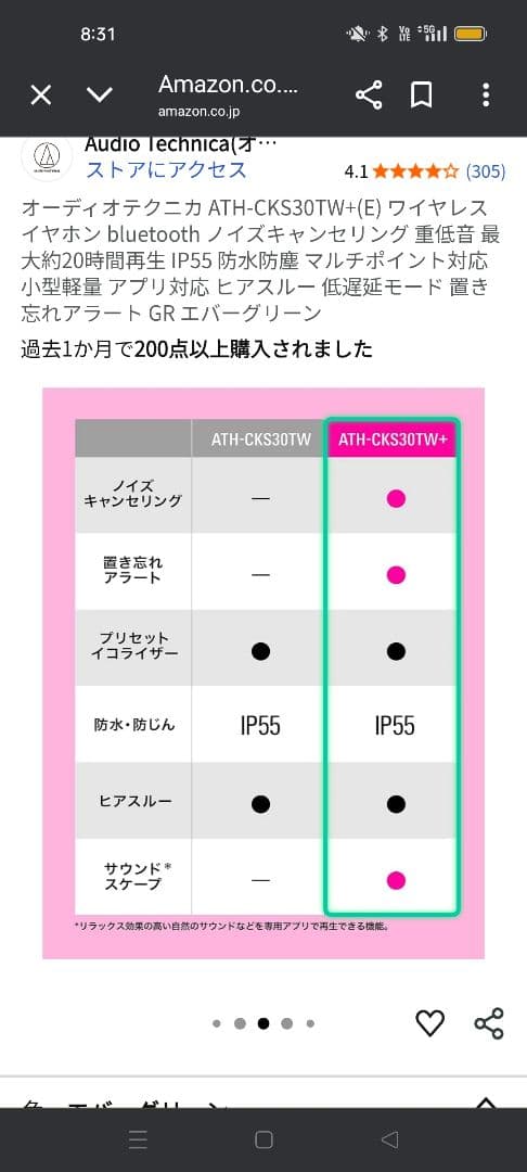 audio-technica ATH-CKS30TW+ ワイヤレスヘッドフォン