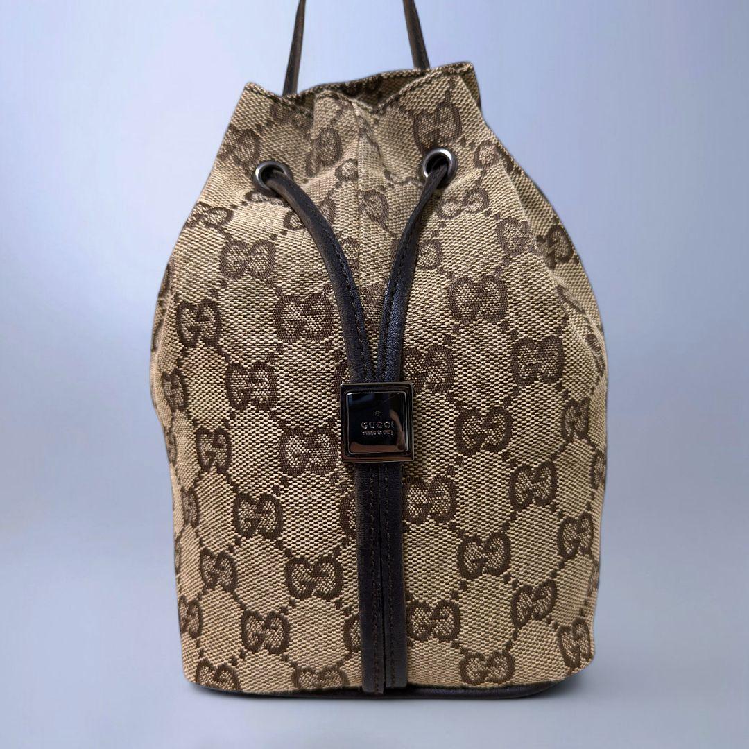 極美品 GUCCI ハンドバッグ ミニバッグ GG キャンバス レザー 手持ち