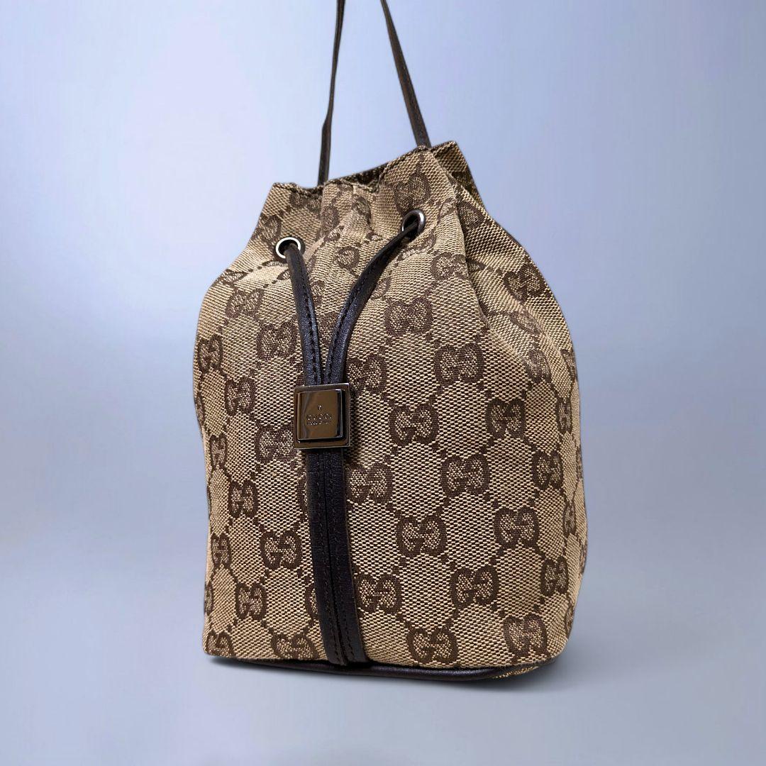 極美品 GUCCI ハンドバッグ ミニバッグ GG キャンバス レザー 手持ち