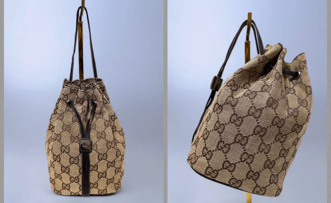 極美品 GUCCI ハンドバッグ ミニバッグ GG キャンバス レザー 手持ち