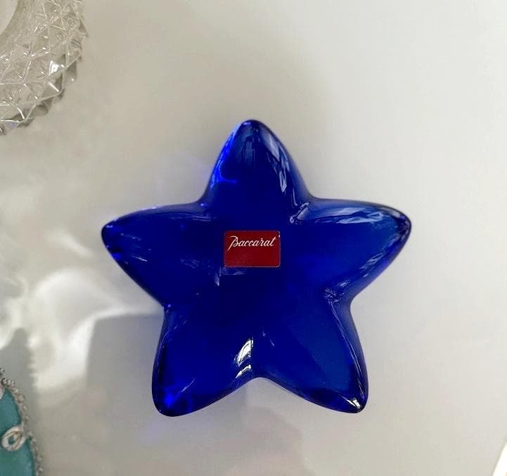 売約済み　バカラ　希少　クリスタル　ペーパーウェイト　青い星　ヒトデ　オブジェ