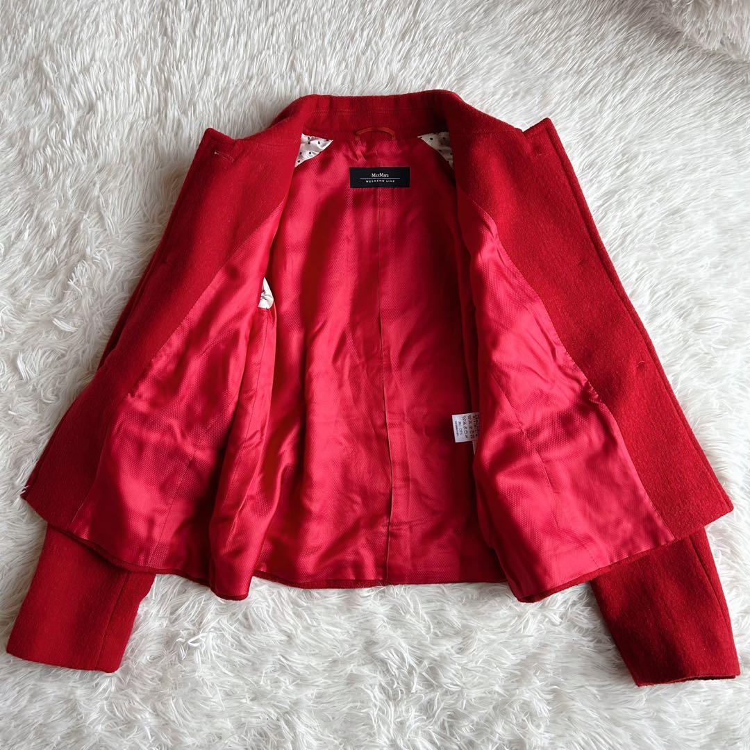 マックスマーラウィークエンドライン　ウールコート　ショート丈　赤　Lサイズ　美品