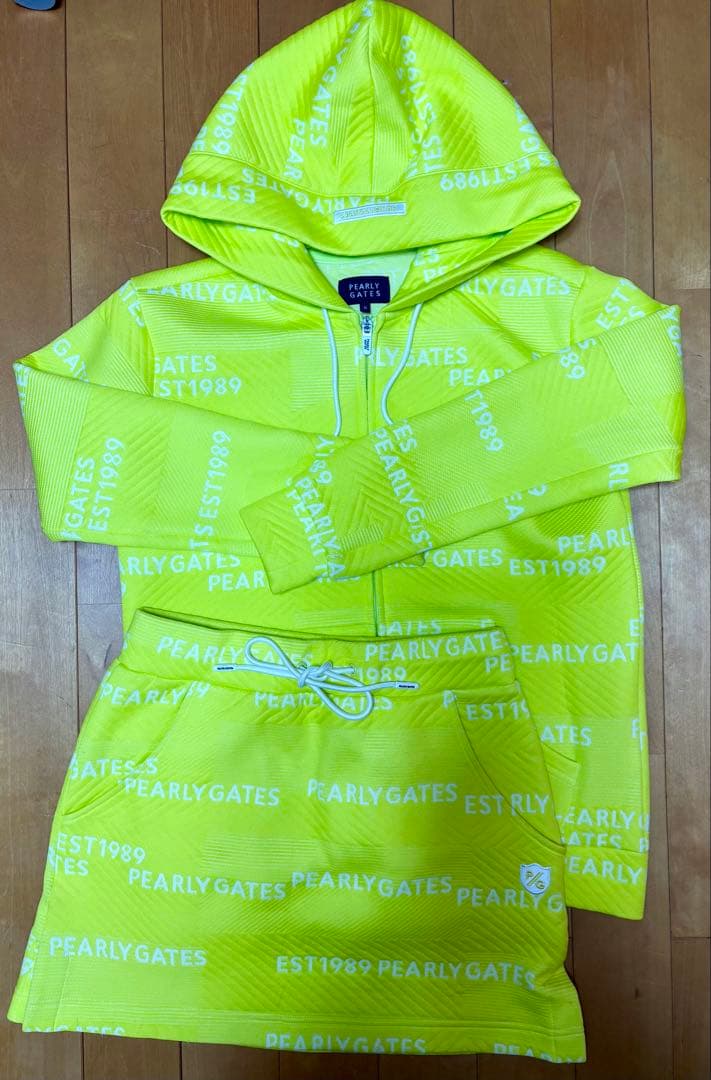 パーリーゲイツ セットアップ 上下 アウター パーカー スカート イエロー