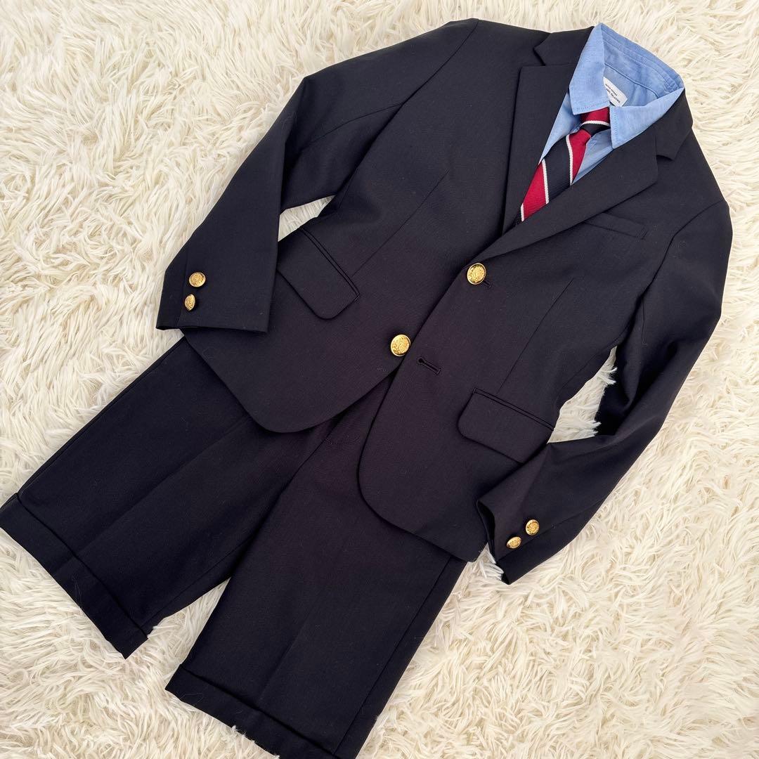 グリーンレーベル子供キッズセットアップスーツ４点 金ボタン紺ブレザーセレモニー