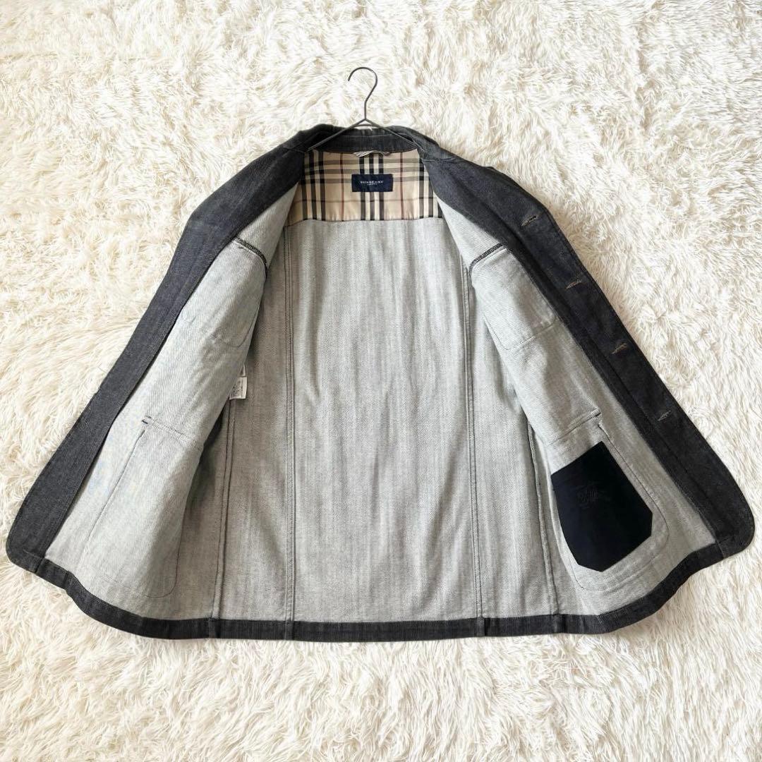 希少ホースピン✨未使用級バーバーリー ブラックデニムジャケットノバチェック LL