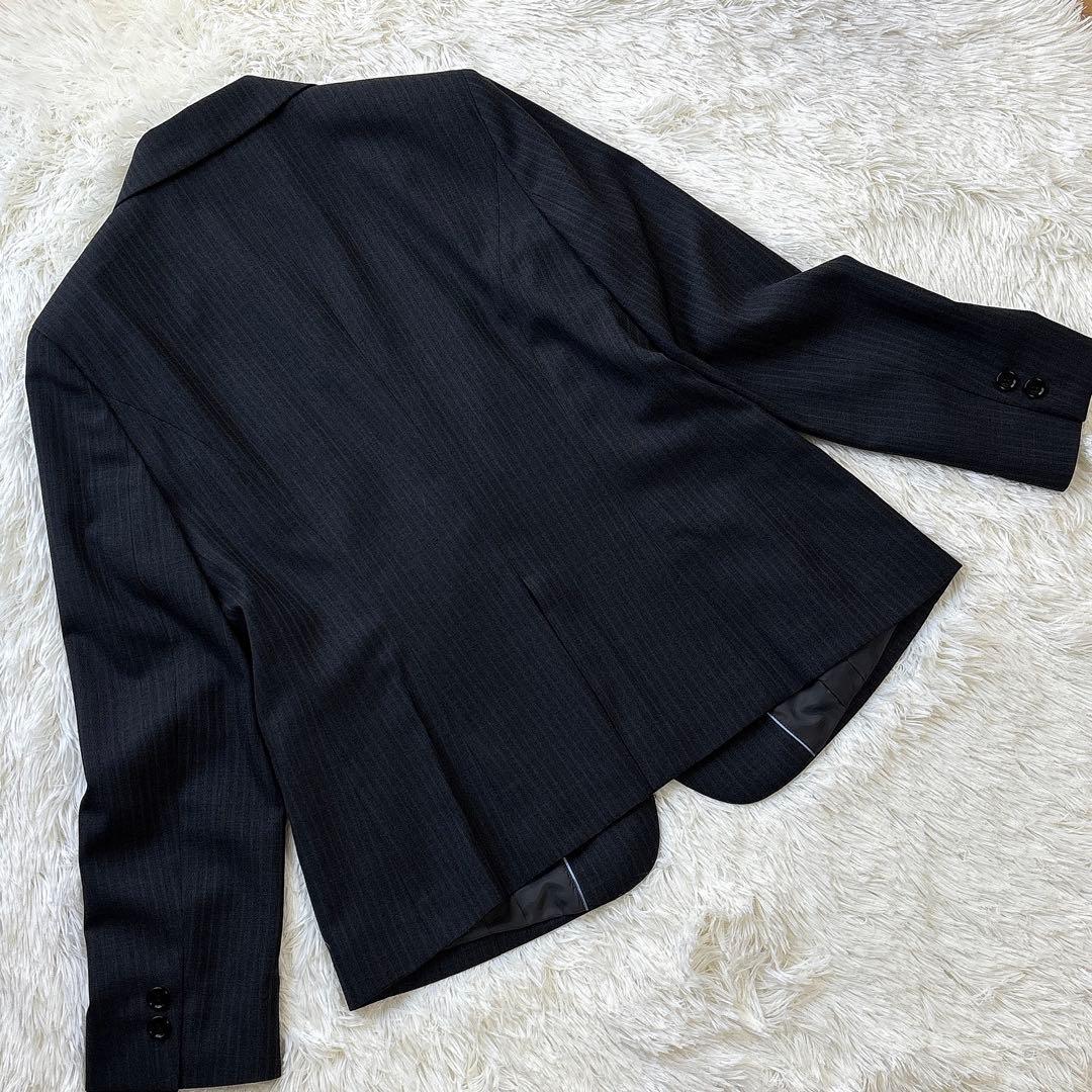 ☆未使用級☆ ウォッシャブル ビジネススーツ ストライプ 機能性 グレー LL