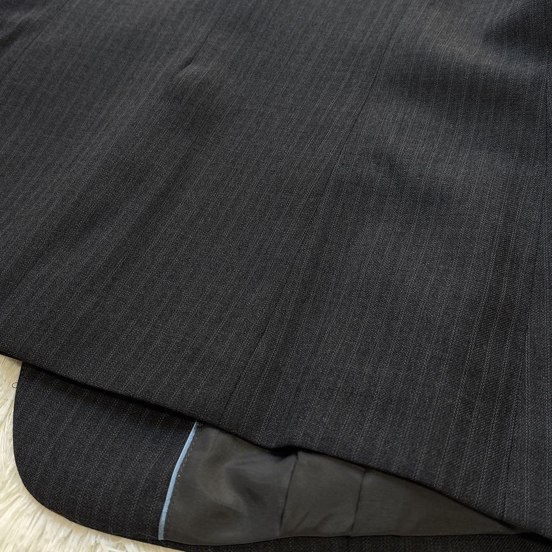 ☆未使用級☆ ウォッシャブル ビジネススーツ ストライプ 機能性 グレー LL