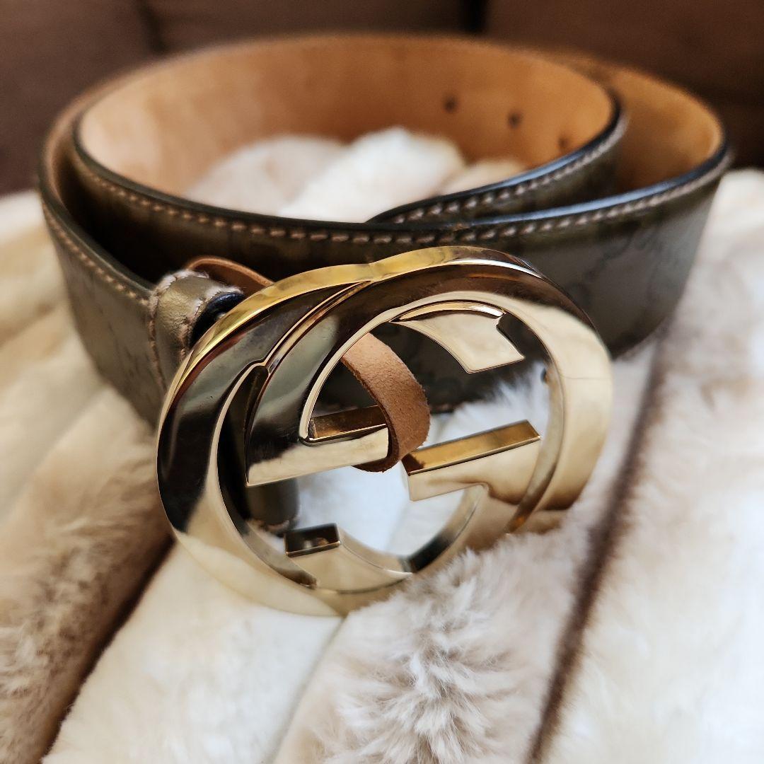 GUCCI GGロゴバックル ブラウンレザーベルト