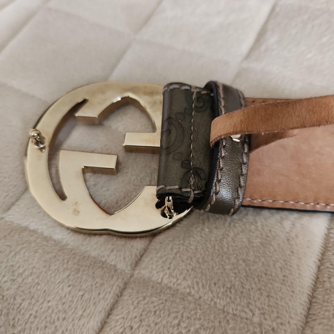 GUCCI GGロゴバックル ブラウンレザーベルト