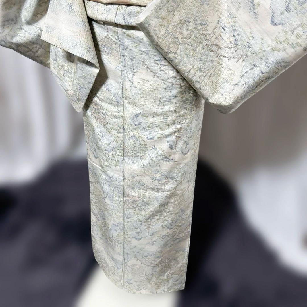 未使用近い　美品　袷　正絹　大島紬　白大島　フルセット　西陣袋帯