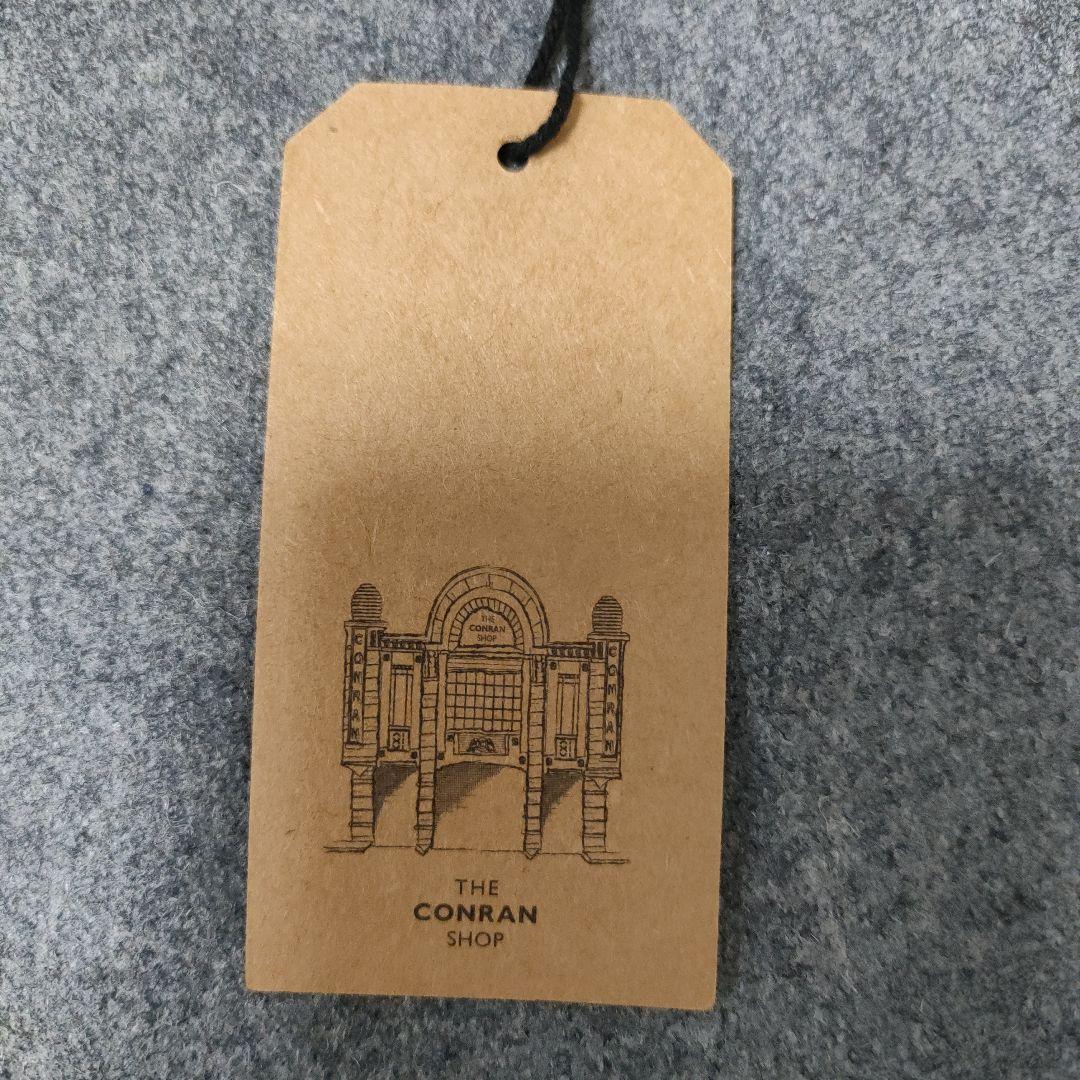 コンランショップ　グレー ストライプ クラッチバッグ約34cm