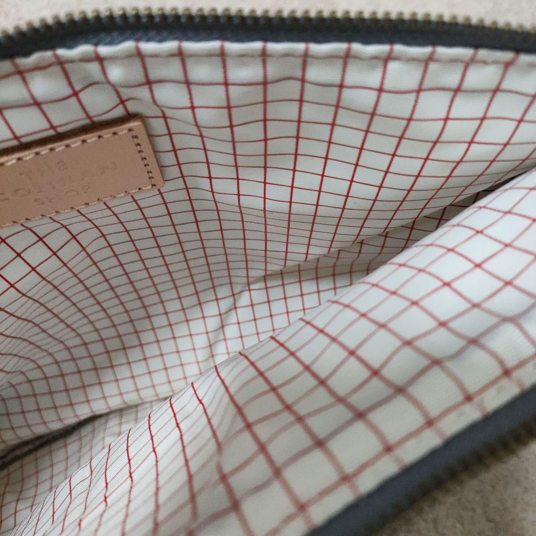 コンランショップ　グレー ストライプ クラッチバッグ約34cm