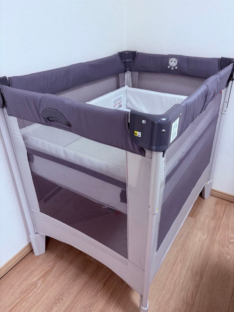 Aprica ココネルエアーAB グレーベアー ベビーベッド