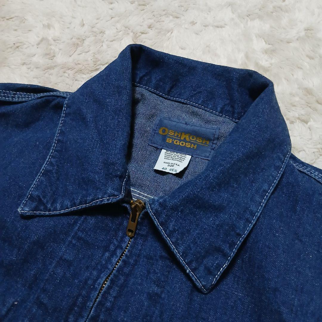 極美品/USA製 70s OSHKOSH ヴィンテージ ジップデニムカバーオール