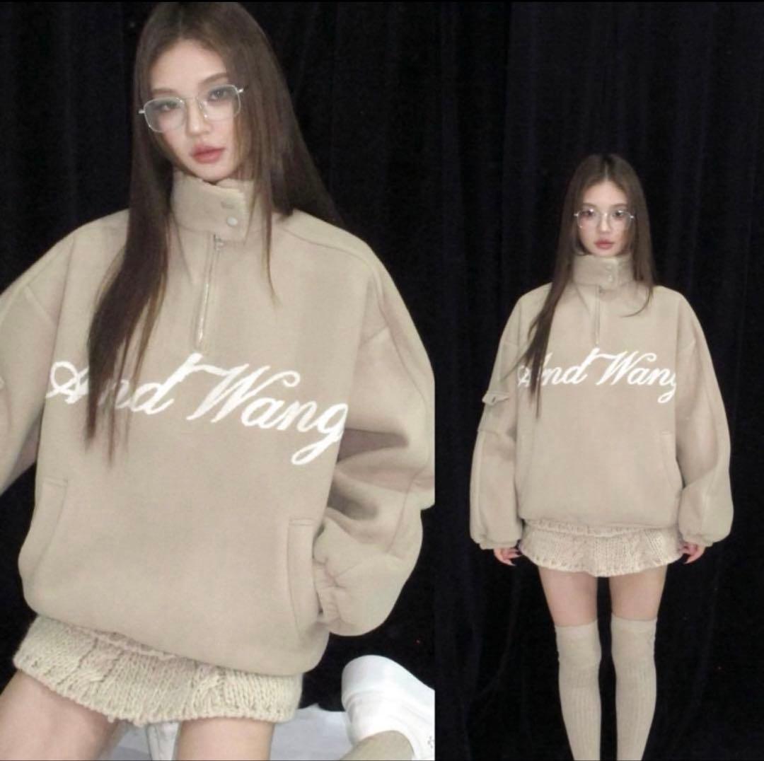 andwang Fluffy fleece set ベージュ