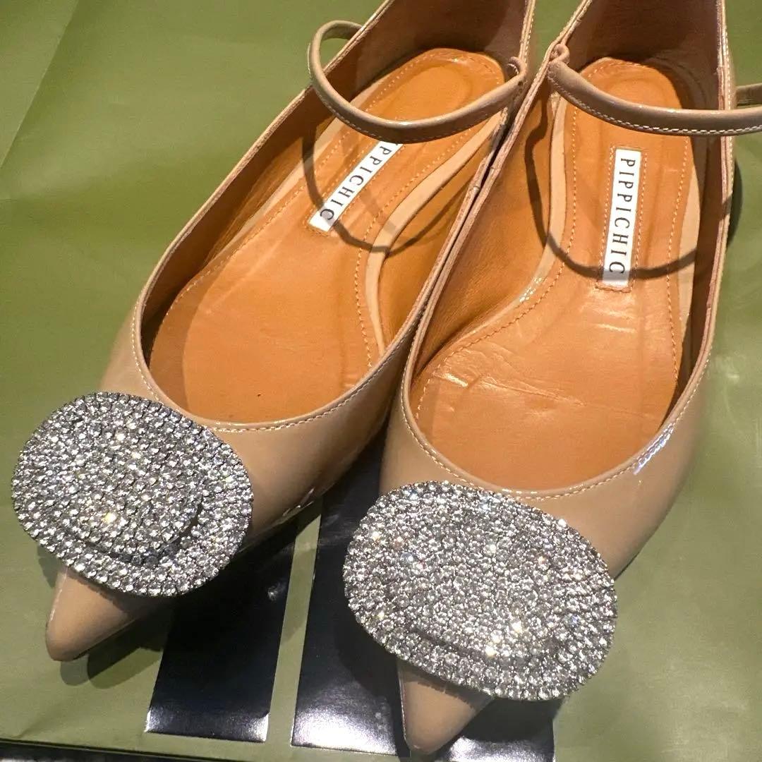 PIPPICHIC 美品　ビジュー付きフラットシューズ