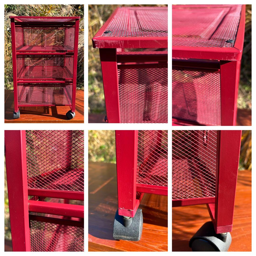 廃盤 稀少品　IKEA ANDY 赤 キッチンワゴン ポストモダン