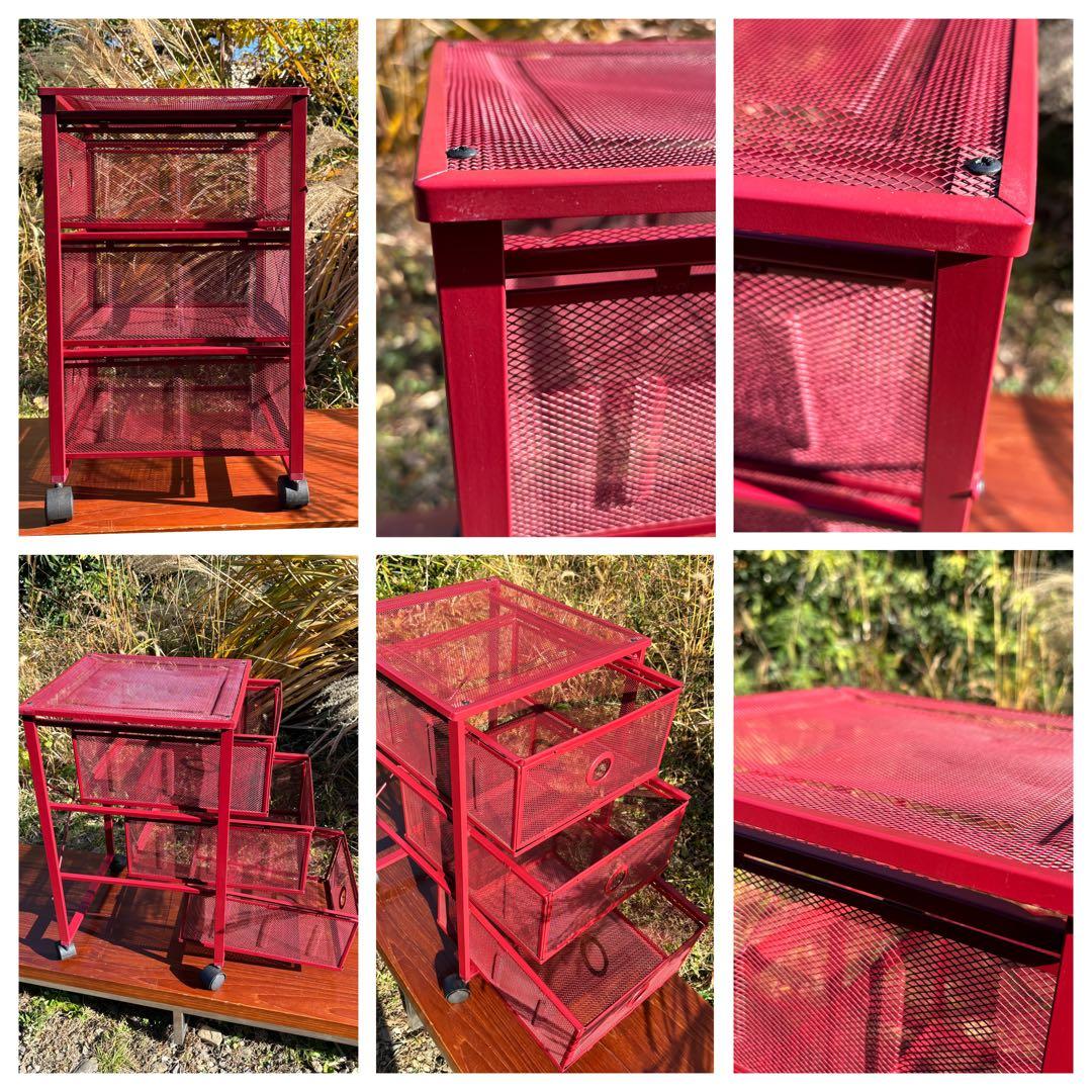 廃盤 稀少品　IKEA ANDY 赤 キッチンワゴン ポストモダン