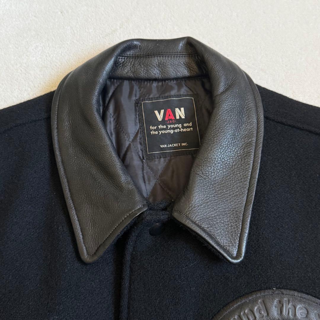 VAN スタジャン レザースリーブ ビックワッペン ビンテージ L