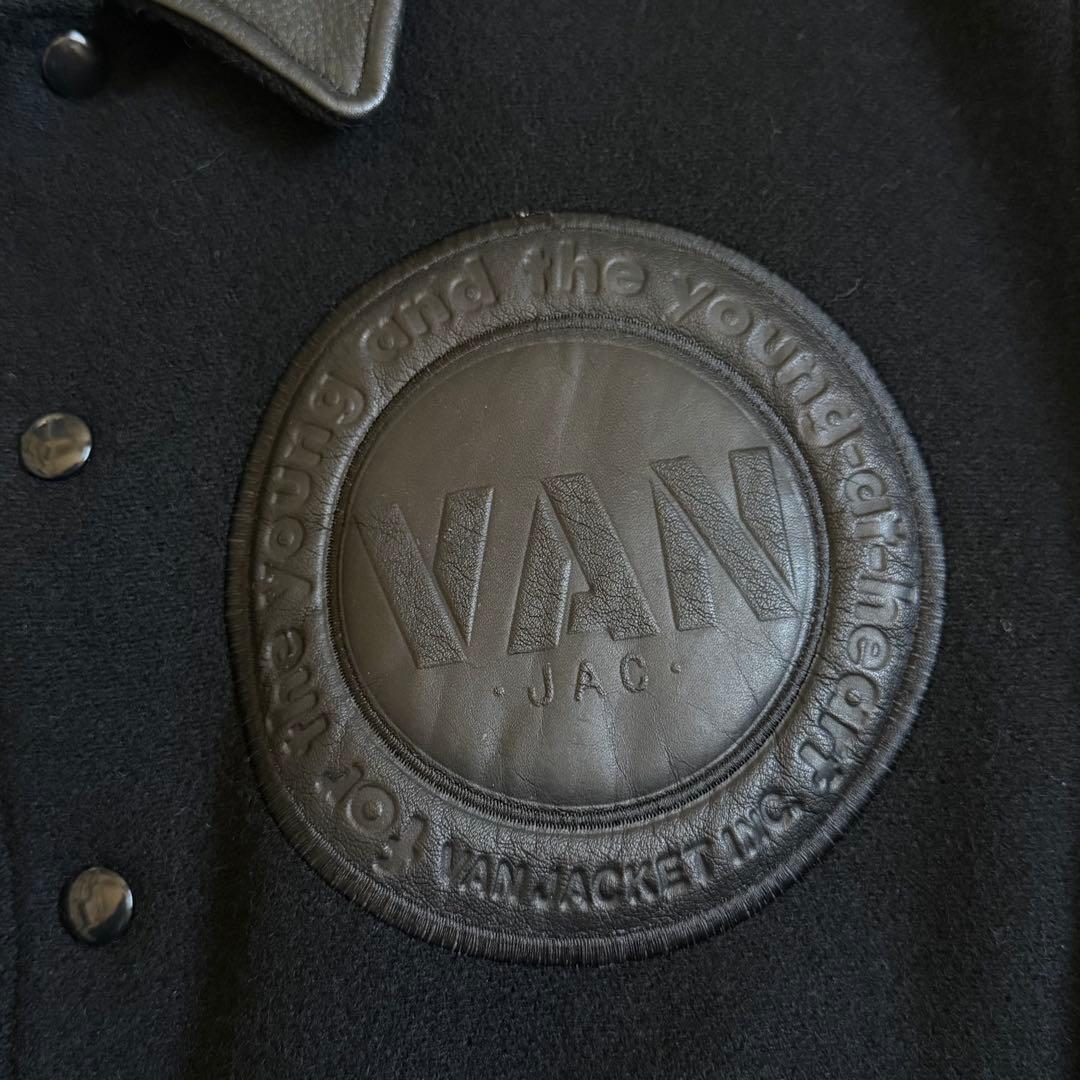 VAN スタジャン レザースリーブ ビックワッペン ビンテージ L