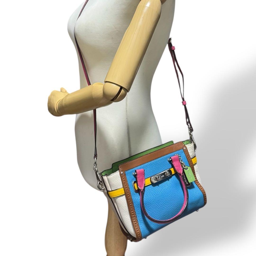 美品✨️希少 コーチ 2way ショルダーバッグ スワッガー レザー マルチカラー
