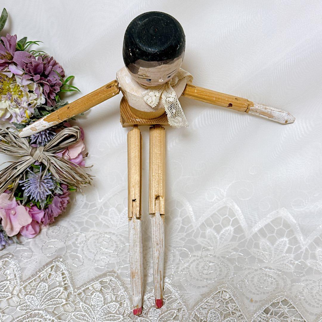 ❤️アンティークペグドール❤️ウッデンドール　木製人形　アンティークドール