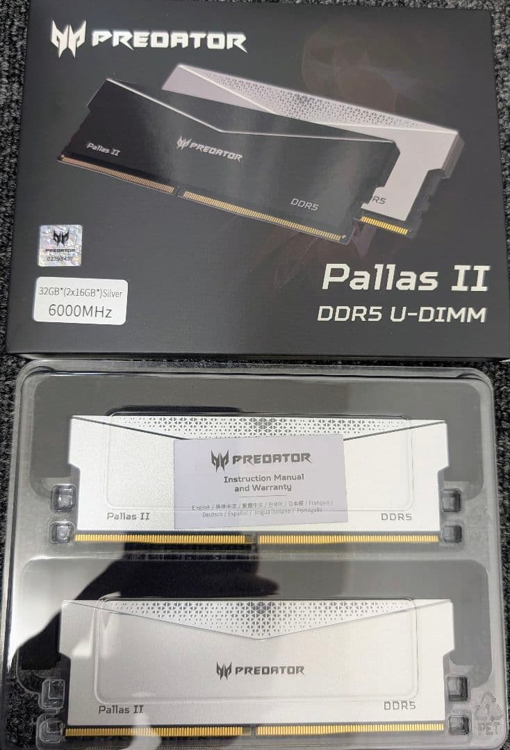Acer Predator DDR5 6000MHz 32GB(16GBx2枚)