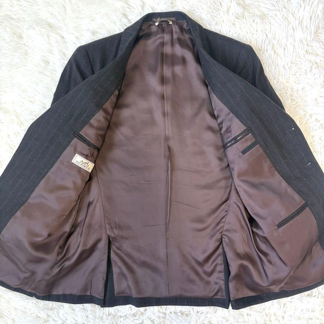 【美品】HERMES エルメス　カシミヤ混　ストライプ セットアップ　スーツ