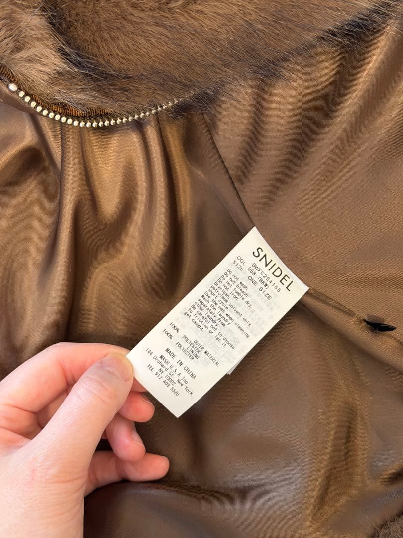 スナイデル ファー ショート コート ブラウン