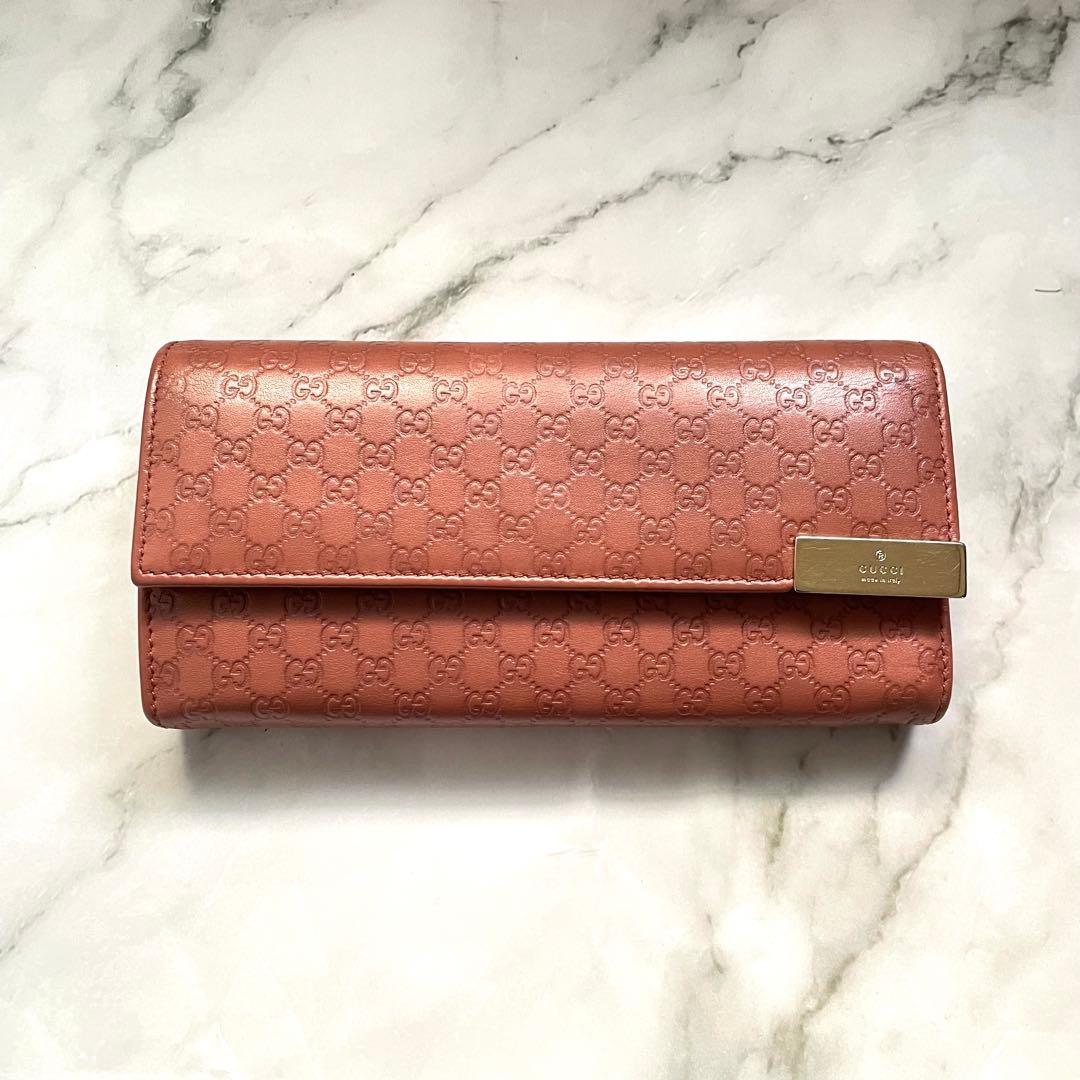 GUCCI グッチ マイクロシマ GGメタルロゴプレート　長財布　0120-②