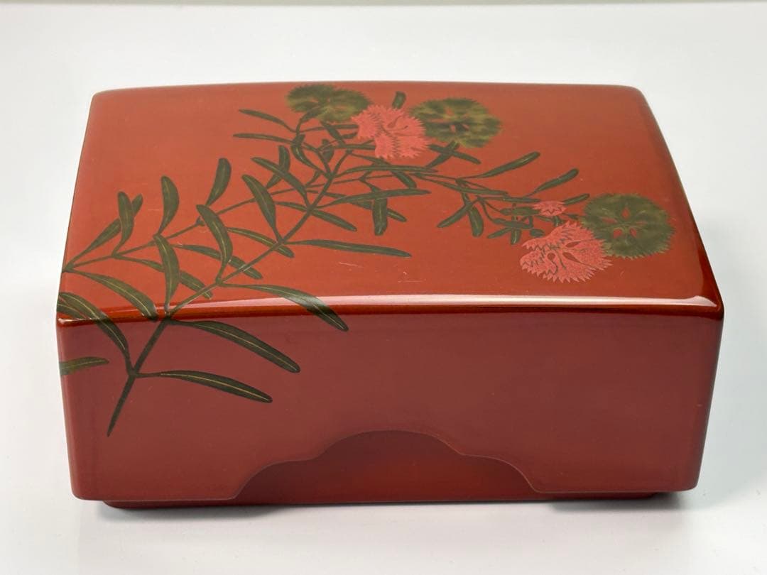 【未使用】時代漆芸 木製 菊紋蒔絵 螺鈿象嵌箱 蓋物 小物入れ R7112344