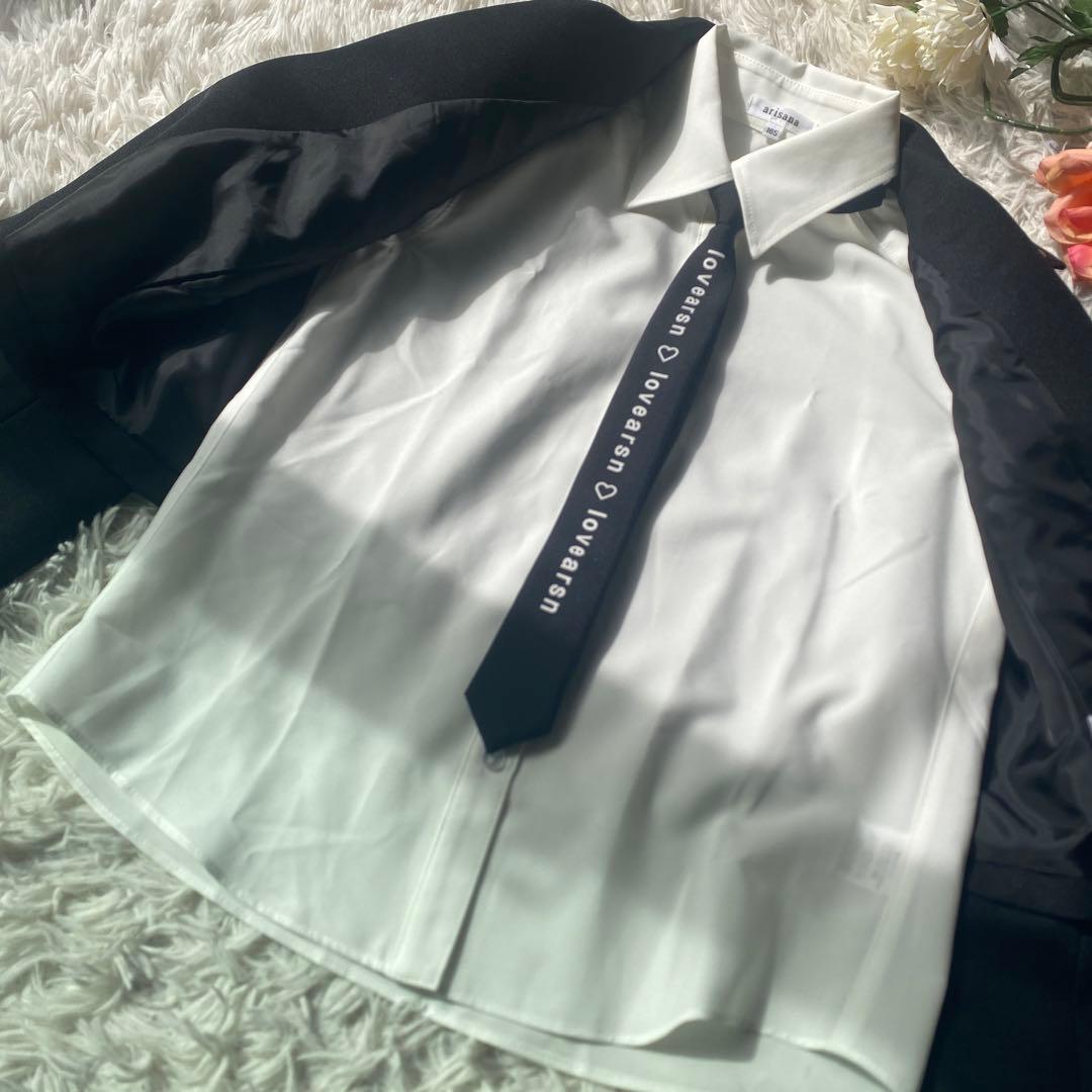 極美品arisana フレドリック- ライダース卒服165スーツ 黒　ロック調