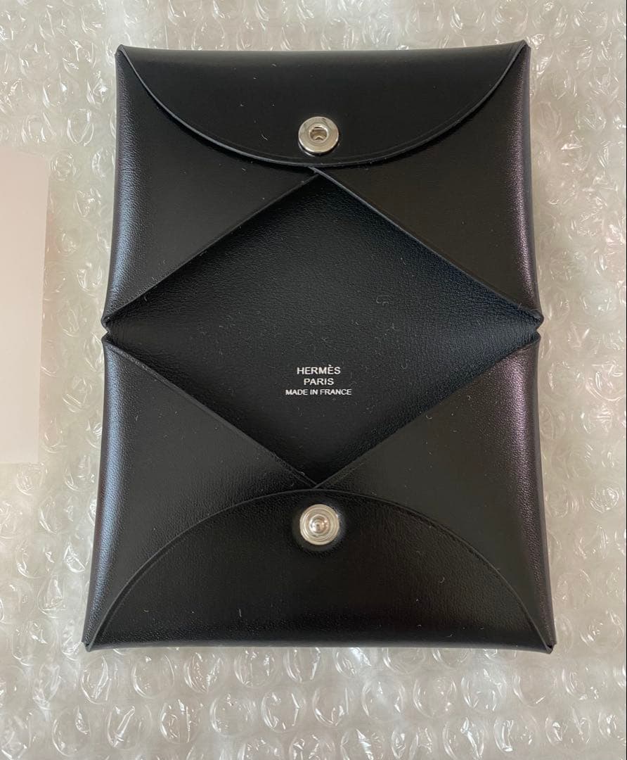 エルメス　カードケース　カルヴィ　名刺入れ　黒　ボックスカーフ　W刻印 新品本物