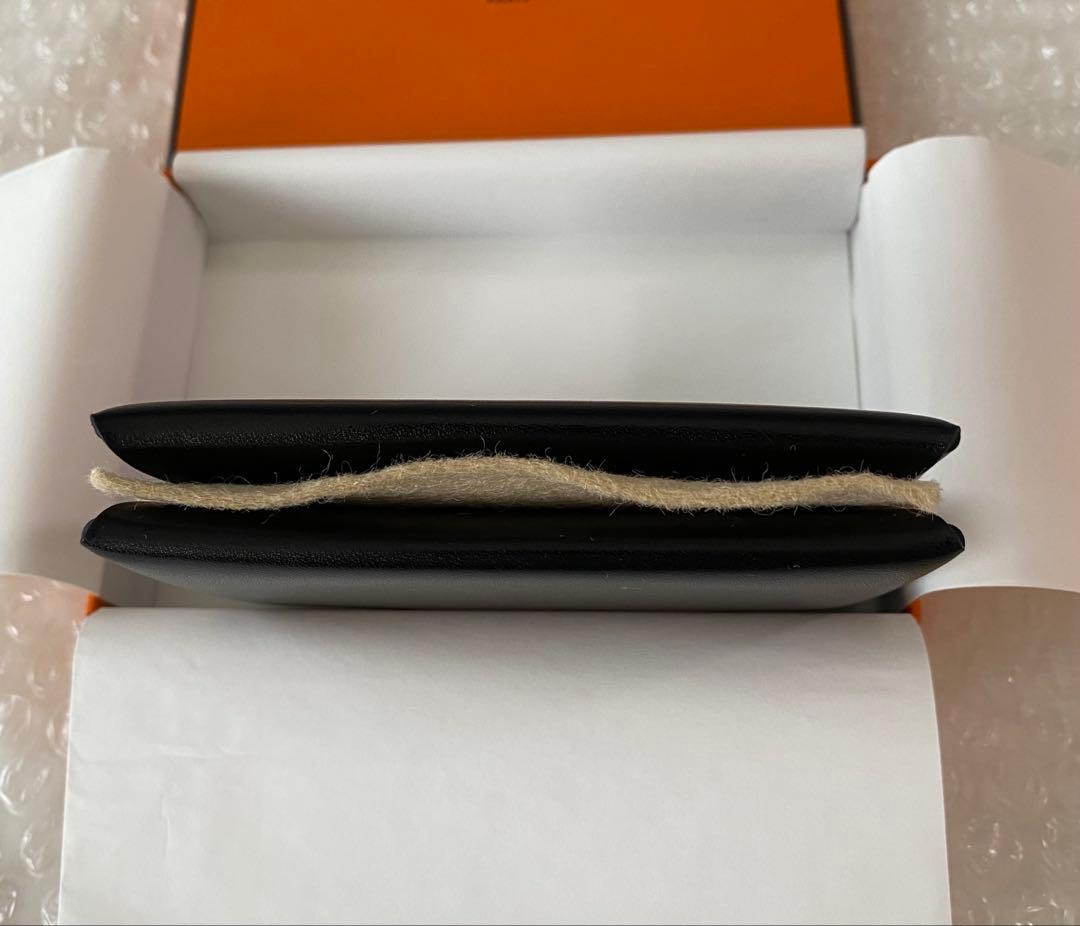 エルメス　カードケース　カルヴィ　名刺入れ　黒　ボックスカーフ　W刻印 新品本物