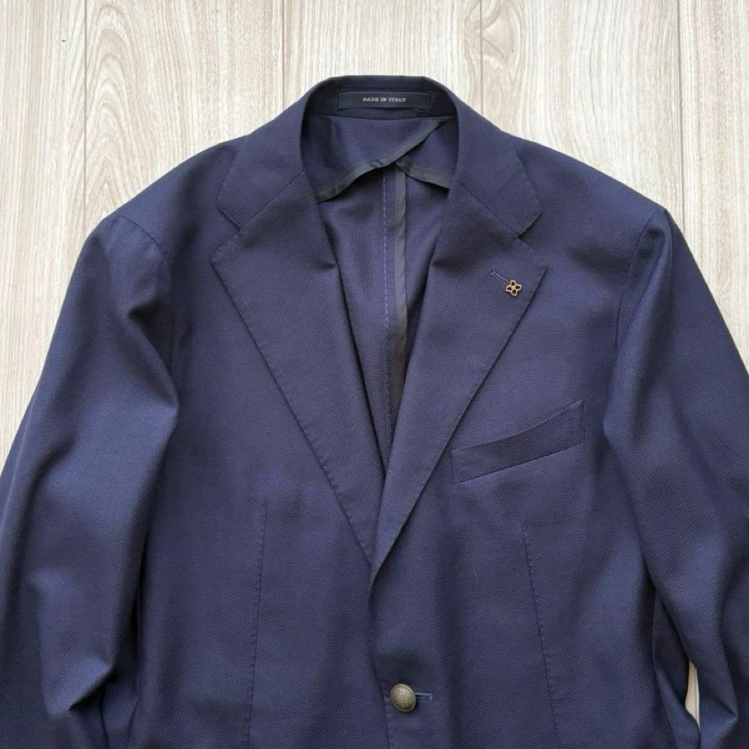 【美品】タリアトーレ アンコンジャケット ブレザー ホップサック ネイビー 48