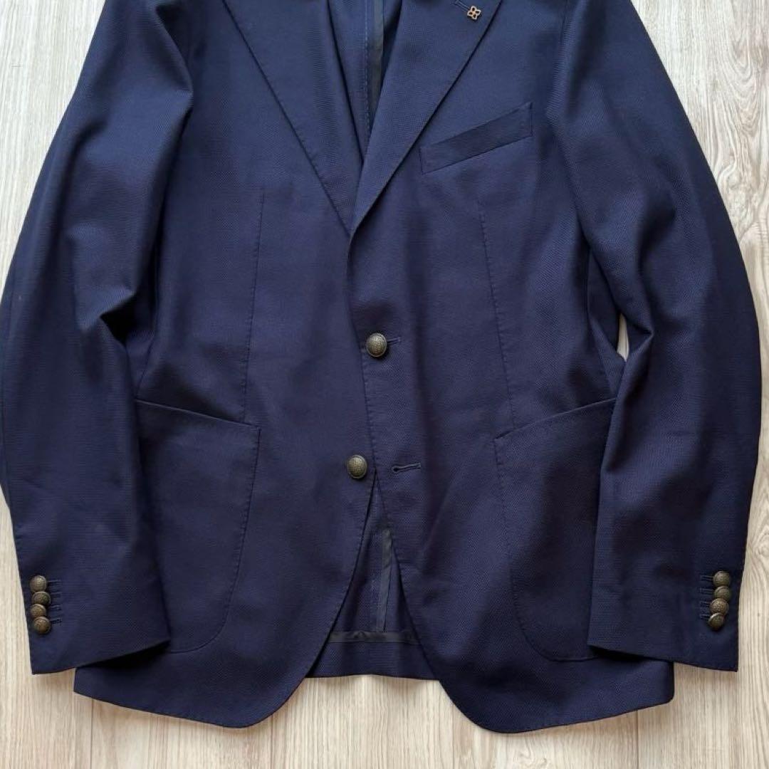 【美品】タリアトーレ アンコンジャケット ブレザー ホップサック ネイビー 48