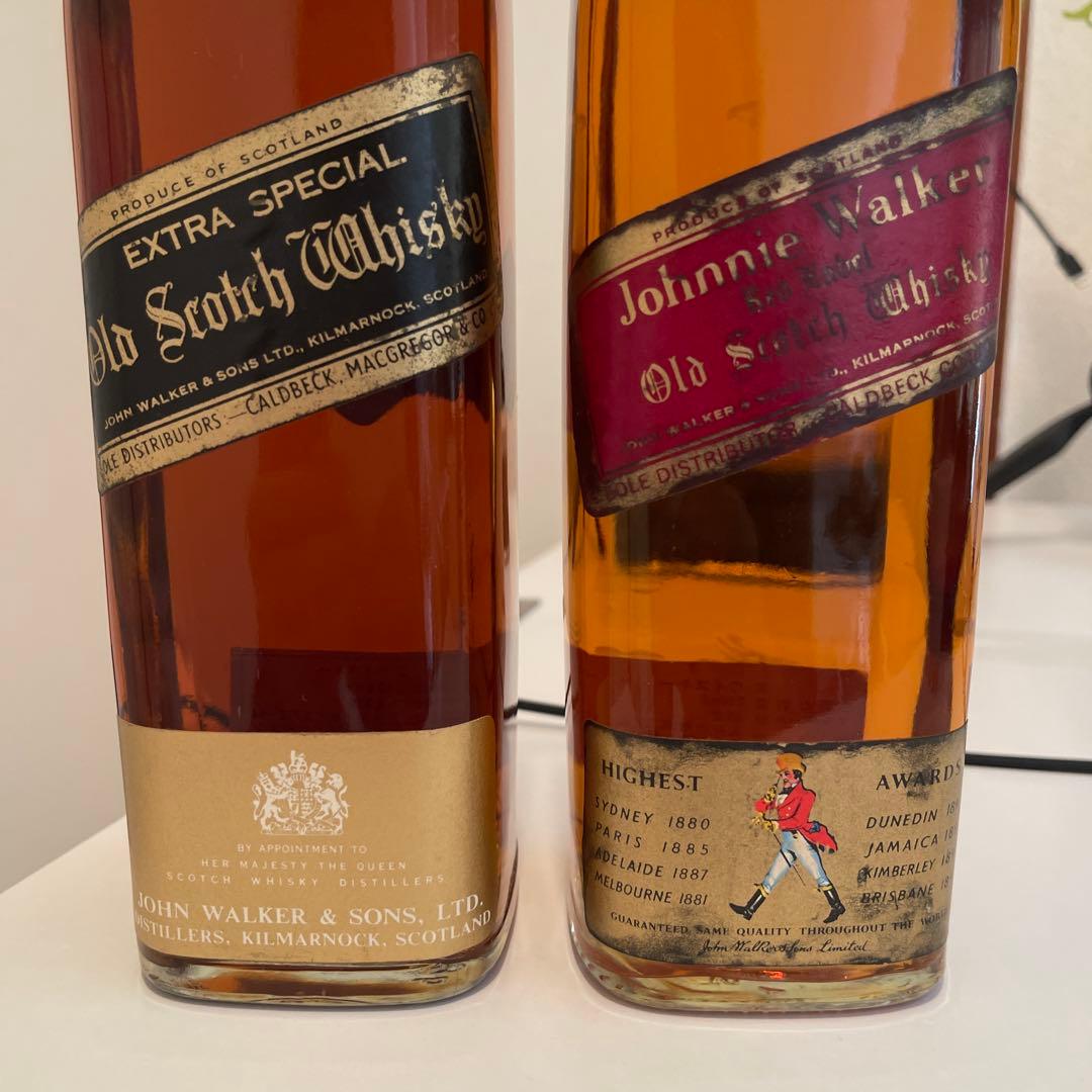 【23日削除】ジョニーウォーカー 特級　ブラック　レッド　70年代 白紋章