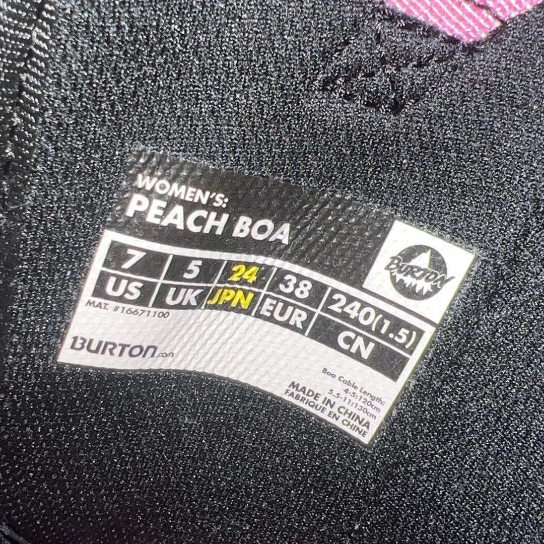 数回使用 24cm BURTON PEACH BOA スノーボードブーツ