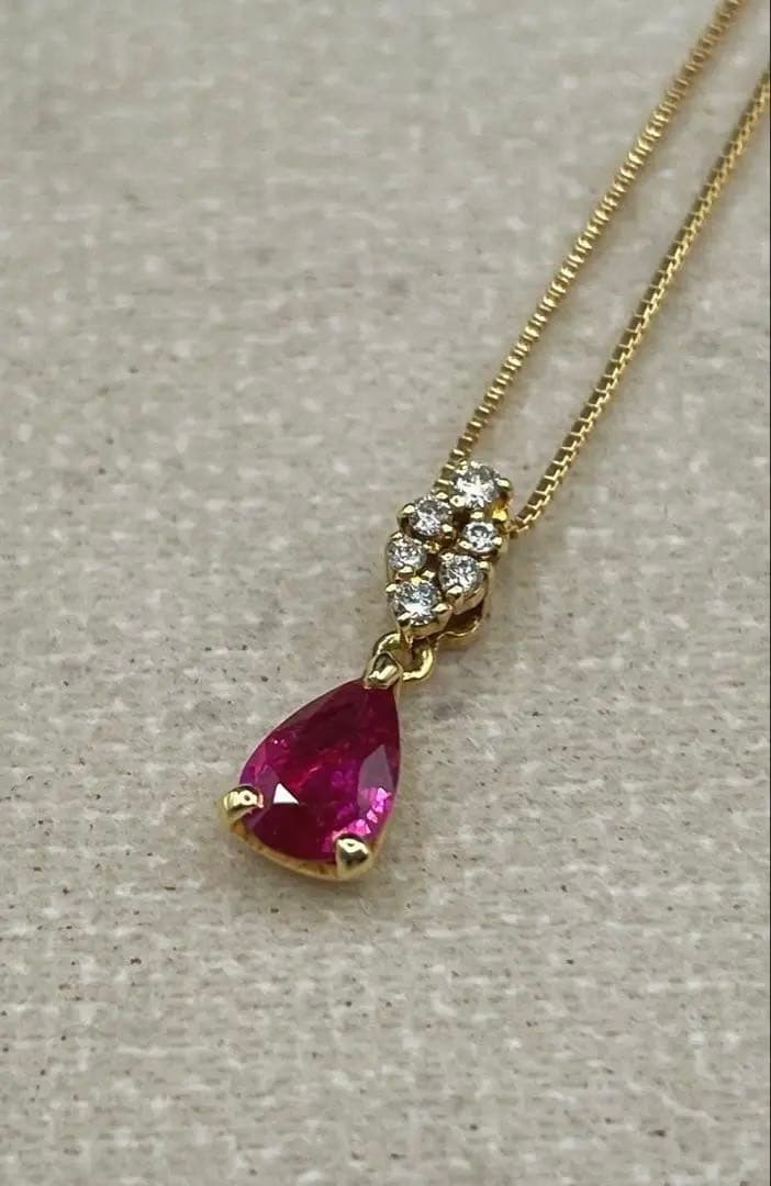 JA121★高級 ルビー0.38ct ダイヤ K18 ペンダントヘッド 鑑付